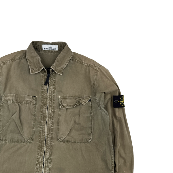 Stone Island 2018 Khaki Cotton Zipped Overshirt - Small
