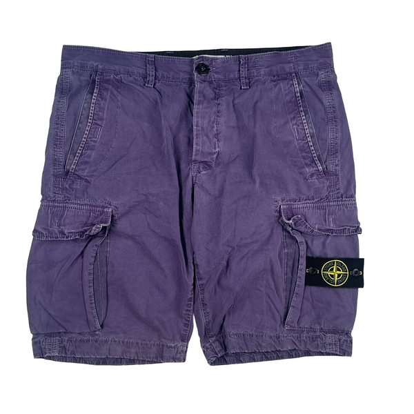 Stone Island 2015 Faded Purple Cotton Cargo Shorts - 32"