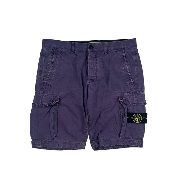 Stone Island 2015 Faded Purple Cotton Cargo Shorts - 32"