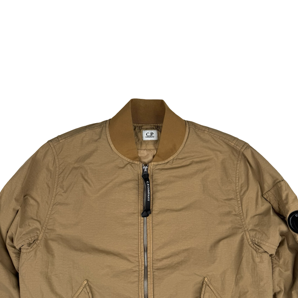 CP Company Brown Flatt Nylon Bomber Jacket - Small (46)