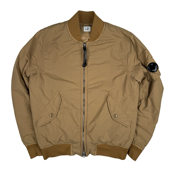 CP Company Brown Flatt Nylon Bomber Jacket - Small (46)