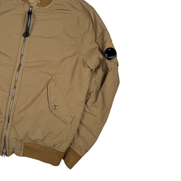 CP Company Brown Flatt Nylon Bomber Jacket - Small (46)