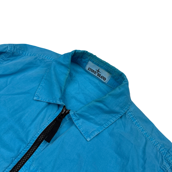 Stone Island 2021 Blue Cotton Zipped Overshirt - Medium