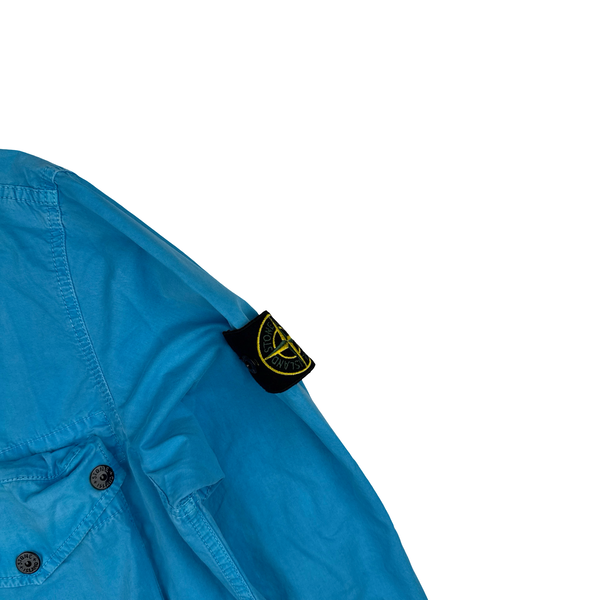 Stone Island 2021 Blue Cotton Zipped Overshirt - Medium
