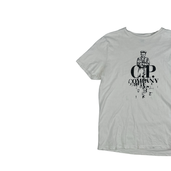 CP Company White Spellout Print Tee shirt - XL