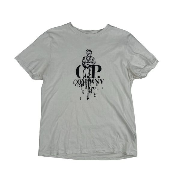 CP Company White Spellout Print Tee shirt - XL