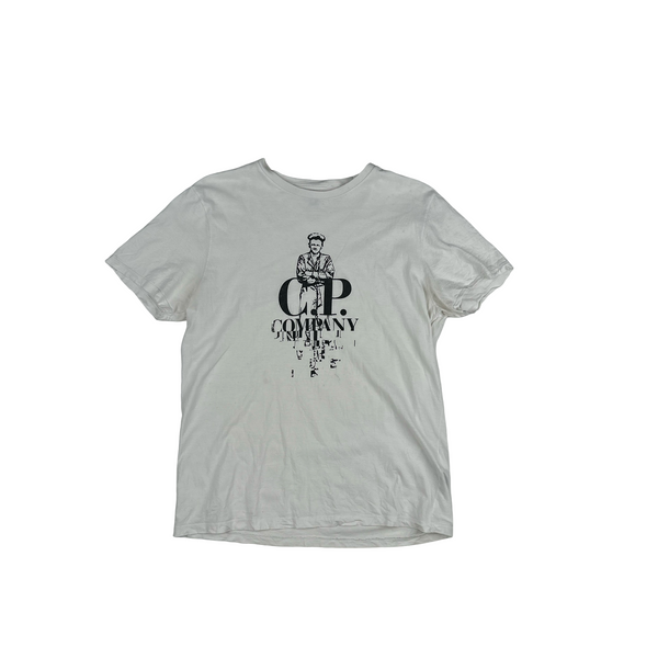 CP Company White Spellout Print Tee shirt - XL