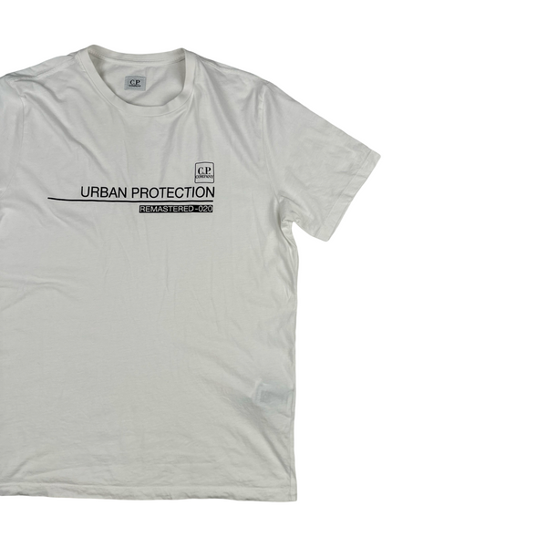 CP Company White Urban Protection Spellout T Shirt - XL