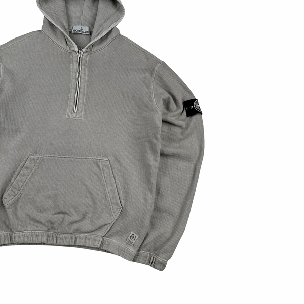 Stone Island 2024 Grey Closed Loop Project Hooded Quarter Zip Jumper - Small