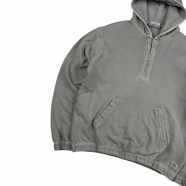 Stone Island 2024 Grey Closed Loop Project Hooded Quarter Zip Jumper - Small
