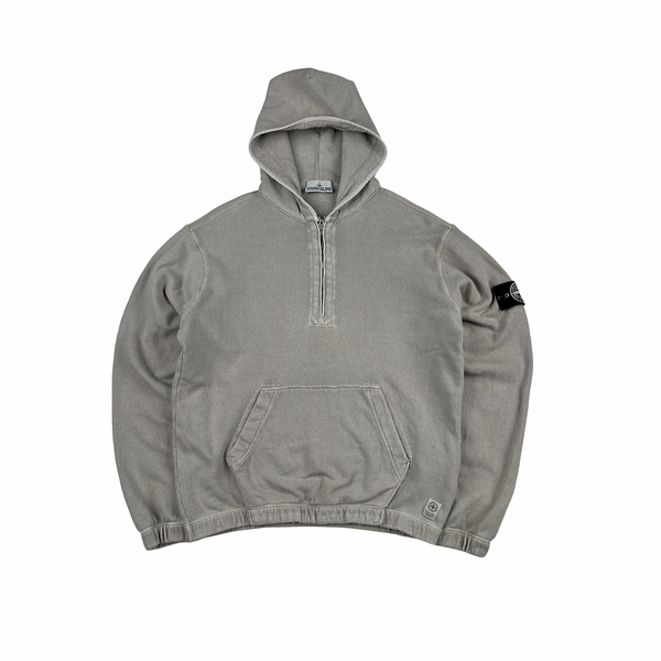 Stone Island 2024 Grey Closed Loop Project Hooded Quarter Zip Jumper - Small