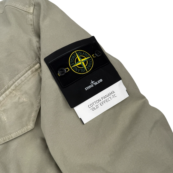 Stone Island 2025 Beige Cotton Panama 'Old' Effect-TC Jacket - Medium