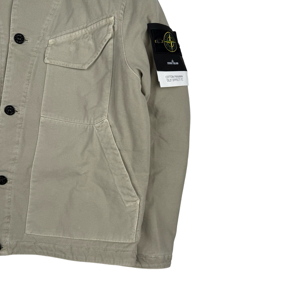 Stone Island 2025 Beige Cotton Panama 'Old' Effect-TC Jacket - Medium