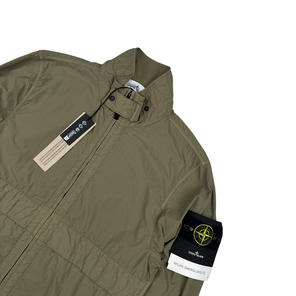 Stone Island 2026 Khaki Nylon Smerigliato-TC Bomber Jacket - Small