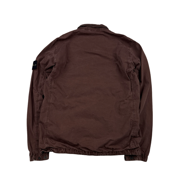 Stone Island 2021 Brown Cotton Zipped Overshirt - Medium