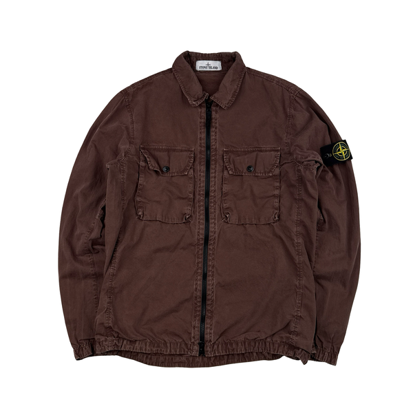Stone Island 2021 Brown Cotton Zipped Overshirt - Medium