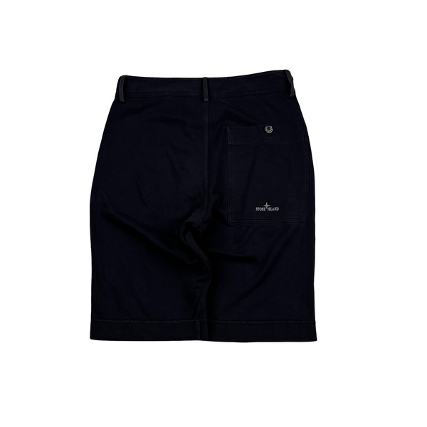 Stone Island 2010 Navy Spellout Cotton Shorts - Small