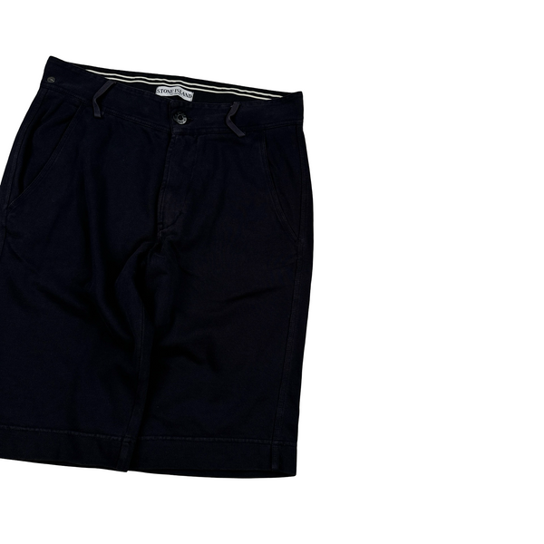 Stone Island 2010 Navy Spellout Cotton Shorts - Small