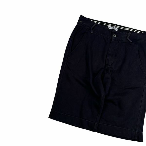 Stone Island 2010 Navy Spellout Cotton Shorts - Small