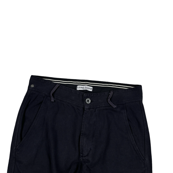 Stone Island 2010 Navy Spellout Cotton Shorts - Small
