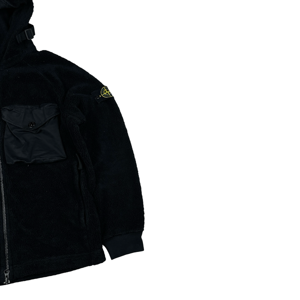 Stone Island 2021 Black Teddy Fleece Zipped Jacket - Large
