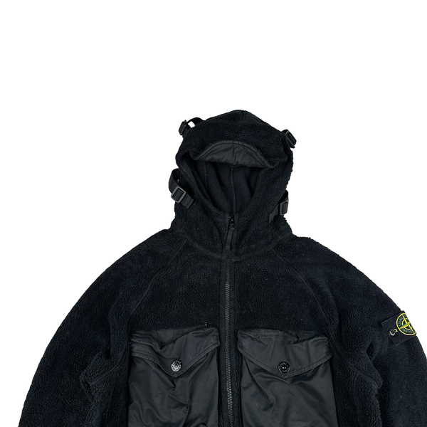 Stone Island 2021 Black Teddy Fleece Zipped Jacket - Large