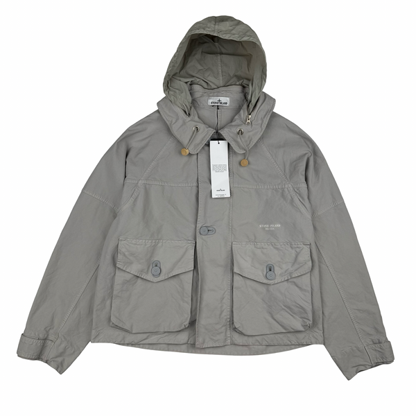 Stone Island Silver 2026 Nyco Panama-TC S.I Marina hooded Jacket - Large