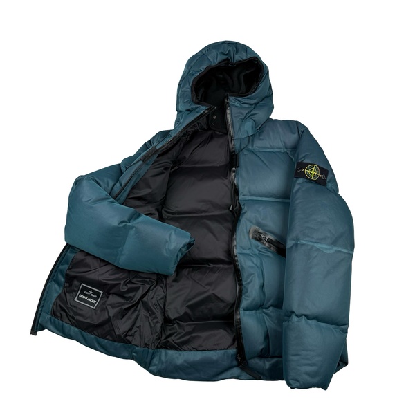 Stone Island 2010 Teal Welded Down Balaclava Puffer Jacket - Large