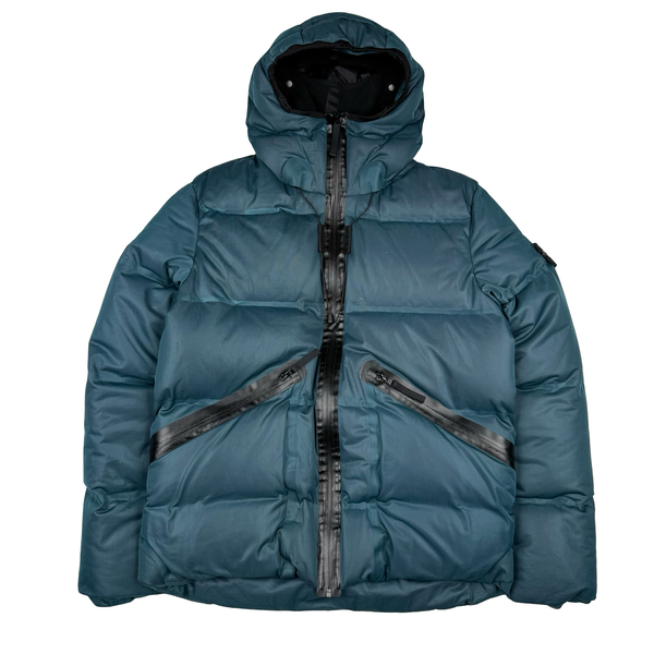 Stone Island 2010 Teal Welded Down Balaclava Puffer Jacket - Large