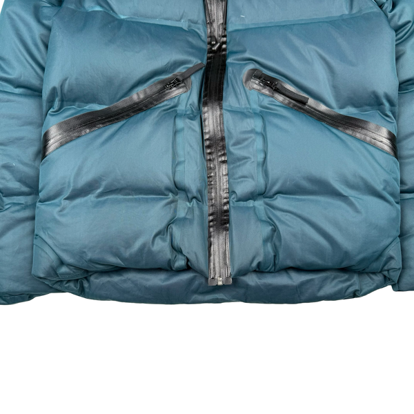Stone Island 2010 Teal Welded Down Balaclava Puffer Jacket - Large