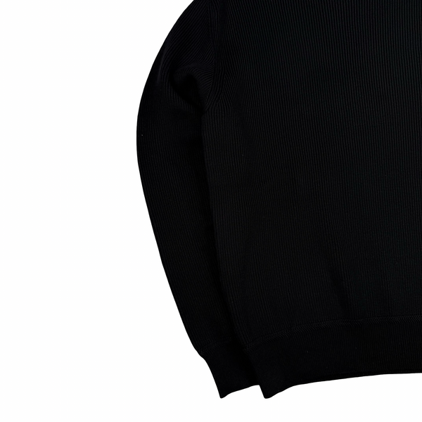 Stone Island 2026 Black Cotton Ribbed Knit Crewneck Jumper - Small