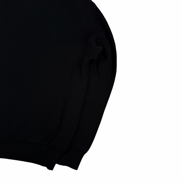 Stone Island 2026 Black Cotton Ribbed Knit Crewneck Jumper - Small