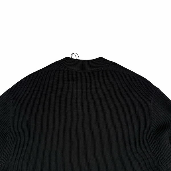 Stone Island 2026 Black Cotton Ribbed Knit Crewneck Jumper - Small