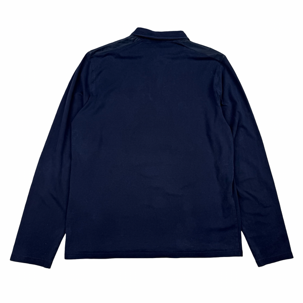 Prada Navy Cotton Long Sleeve Red Tab Polo - Large