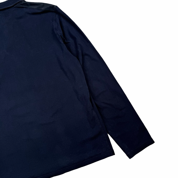 Prada Navy Cotton Long Sleeve Red Tab Polo - Large