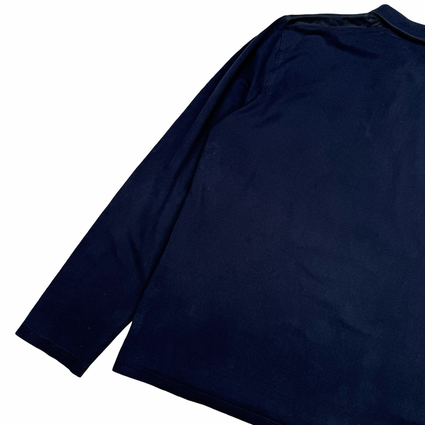 Prada Navy Cotton Long Sleeve Red Tab Polo - Large