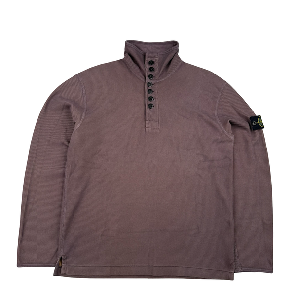 Stone Island Vintage 2003 Maroon Cotton Blend Ribbed Jumper -Large