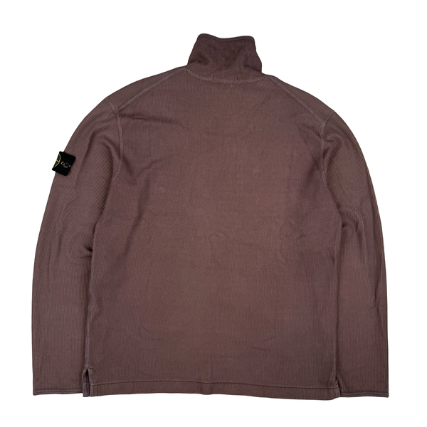 Stone Island Vintage 2003 Maroon Cotton Blend Ribbed Jumper -Large