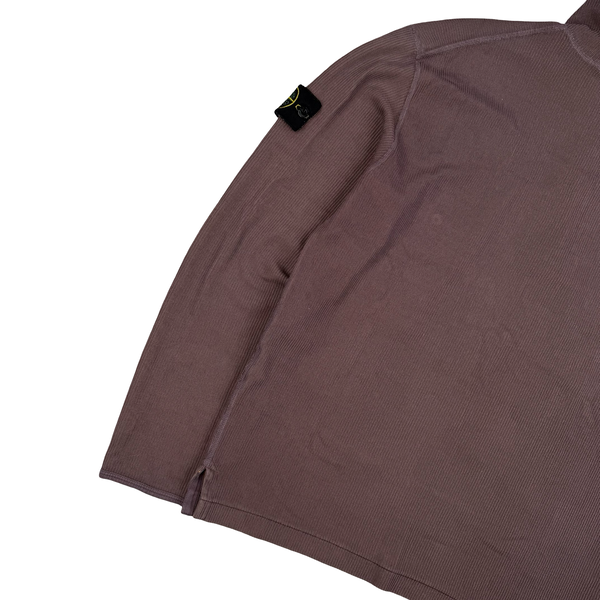 Stone Island Vintage 2003 Maroon Cotton Blend Ribbed Jumper -Large