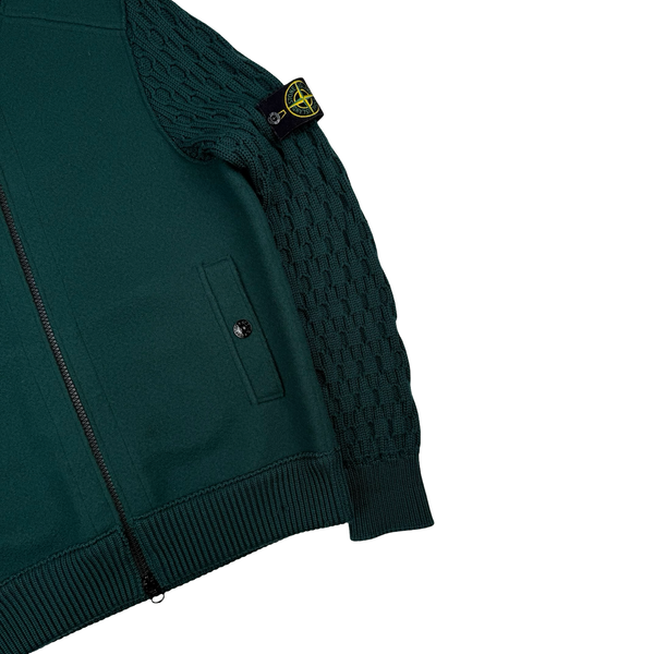 Stone Island 2013 Forest Green President Knit Wool Zip Jacket - Large