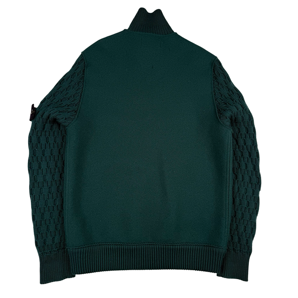 Stone Island 2013 Forest Green President Knit Wool Zip Jacket - Large