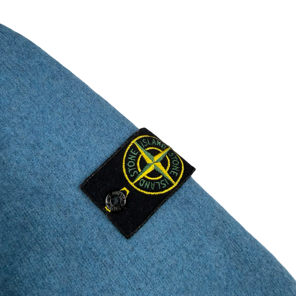 Stone Island 2013 Blue Thick Knitted Wool Nylon Hood Jumper - Small