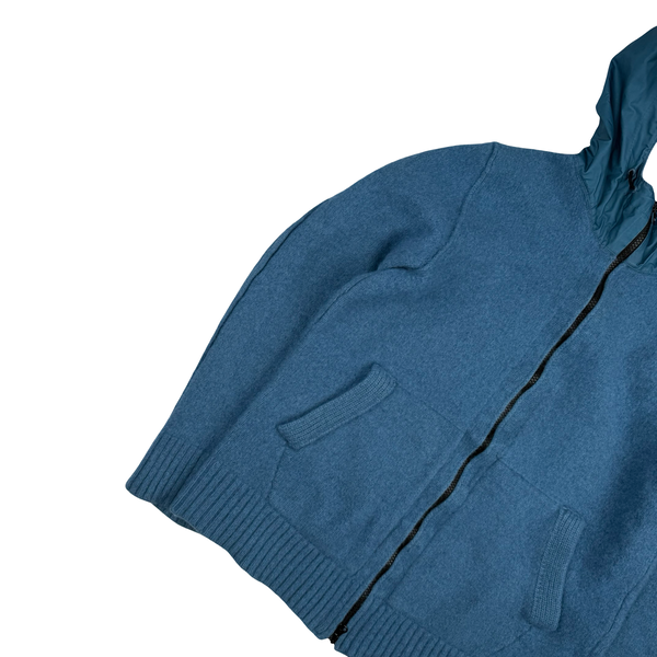 Stone Island 2013 Blue Thick Knitted Wool Nylon Hood Jumper - Small