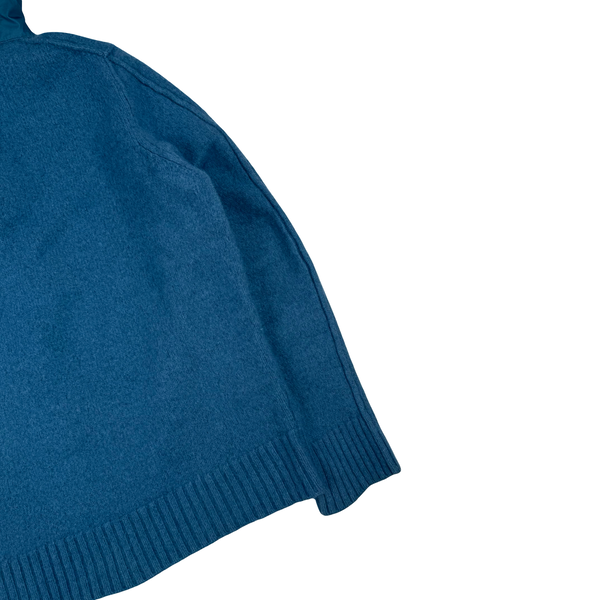 Stone Island 2013 Blue Thick Knitted Wool Nylon Hood Jumper - Small