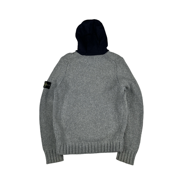 Stone Island 2011 Grey Wool Blend Knit Heavyweight Zipped Jumper - Large