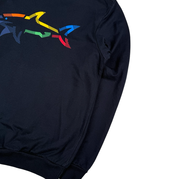 Paul and Shark Navy Graphic Cotton Crew Neck Jumper - Medium