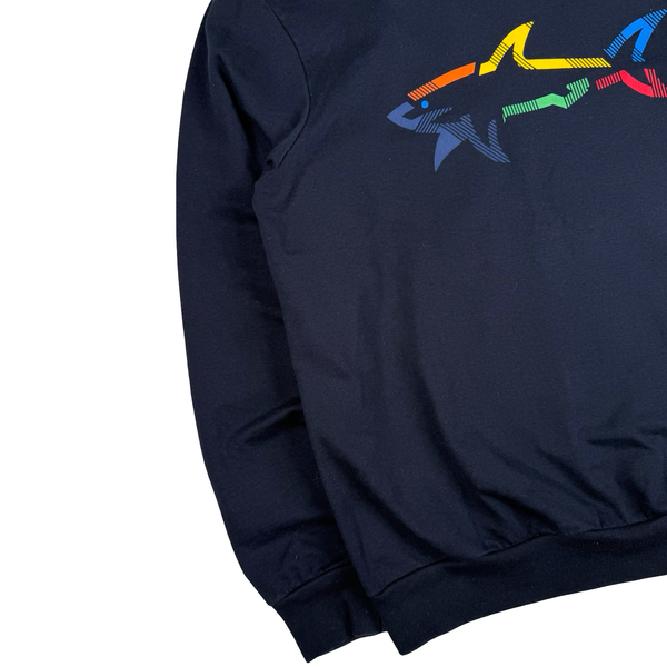Paul and Shark Navy Graphic Cotton Crew Neck Jumper - Medium