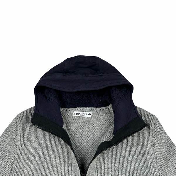 Stone Island 2011 Grey Wool Blend Knit Heavyweight Zipped Jumper - Large