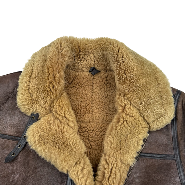 Cirrus Shearling Lined Aviator Pilot Thick Leather Vintage Jacket - 3XL