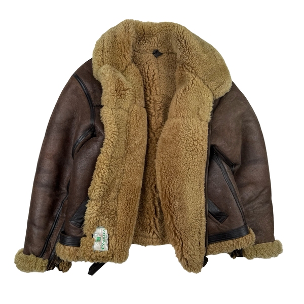 Cirrus Shearling Lined Aviator Pilot Thick Leather Vintage Jacket - 3XL